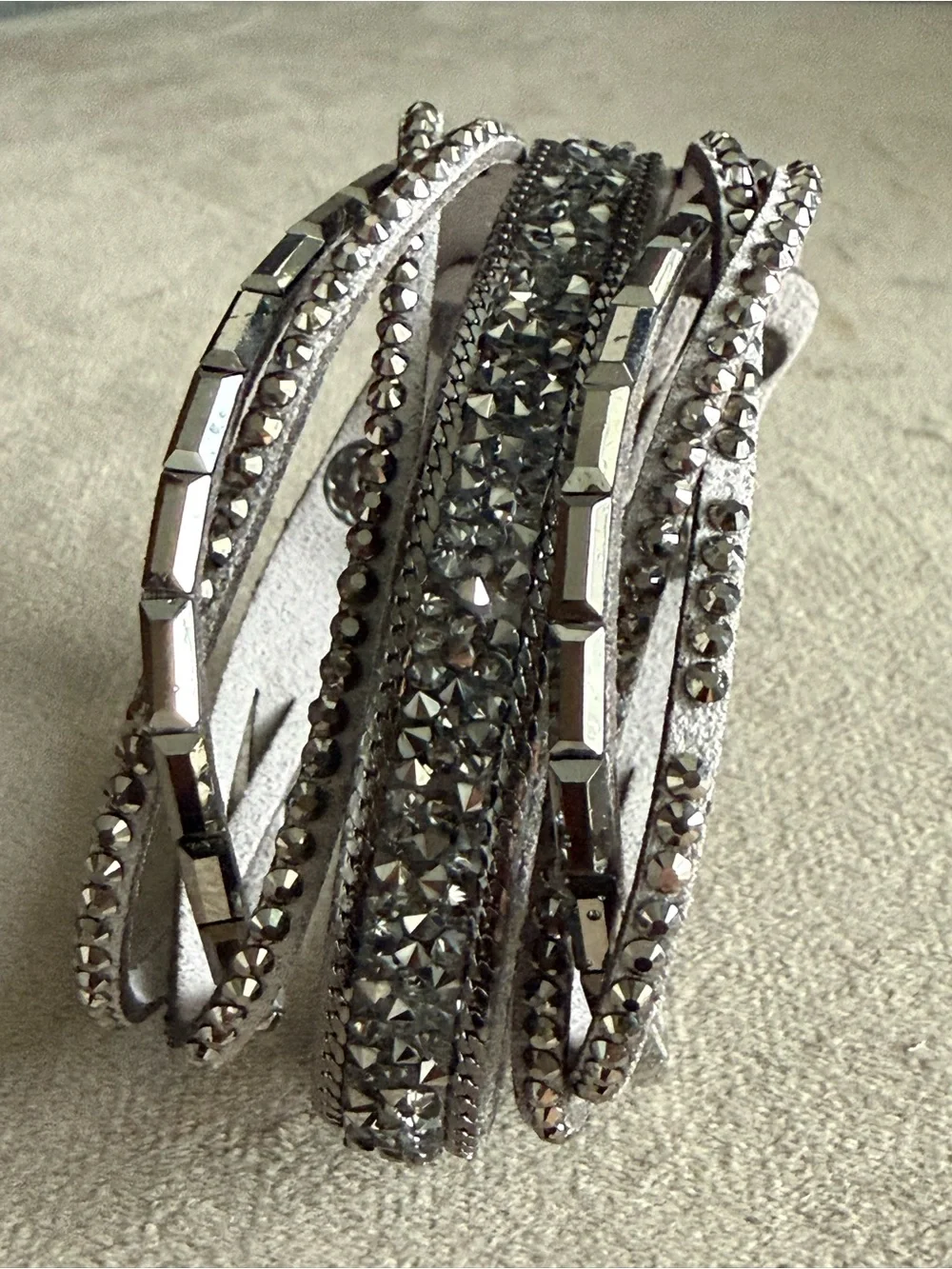 Crystal Multi-Row Wrap Bracelet - Silver